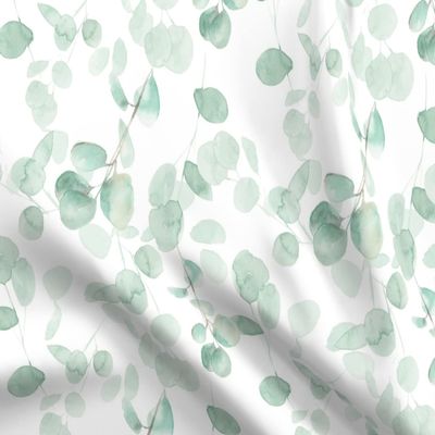 Spoonflower Fabric - Watercolor Eucalyptus Green Floral Nature Spring Home Decor Printed on Polartec(R) Fleece Fabric Fat Quarter - Sewing Blankets Loungewear and No-Sew Projects