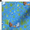 Spoonflower Fabric - Camping Trip Polar Blue Bigfoot Sasquatch Snowman Woods Campfire Trees Printed on Cotton Poplin Fabric Fat Quarter - Sewing Shirting Quilting Dresses Apparel Crafts view 3