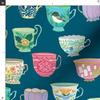 Spoonflower Fabric - Vintage Tea Blue Coffee Pastel French Teacup Printed on Polartec(R) Fleece Fabric Fat Quarter - Sewing Blankets Loungewear and No-Sew Projects view 3