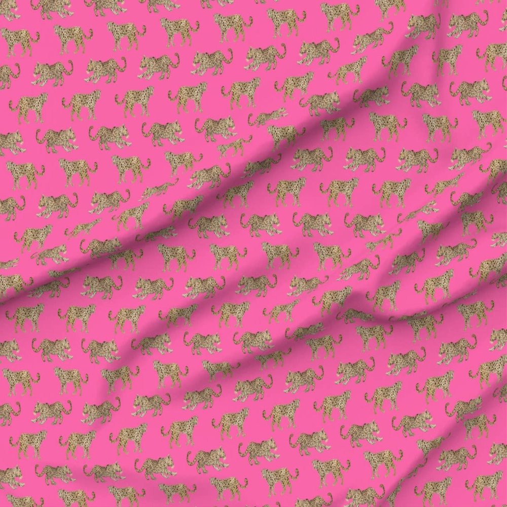 Spoonflower Fabric - Leopard Parade Hot Pink White Spots Animal Print Cheetah Printed on Polartec(R) Fleece Fabric by The Yard - Sewing Blankets Loungewear and No-Sew Projects