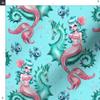 Spoonflower Fabric - Mermaid Blue Small Vintage Retro Mermaids Seahorse Nautical Sea Printed on Polartec(R) Fleece Fabric Fat Quarter - Sewing Blankets Loungewear and No-Sew Projects view 3
