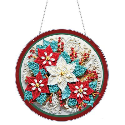 DIY 5D Christmas Decor Diamond Art Painting Kits Window Hanging Ornament Window Pendants for Adults Home Garden Wall Door-P