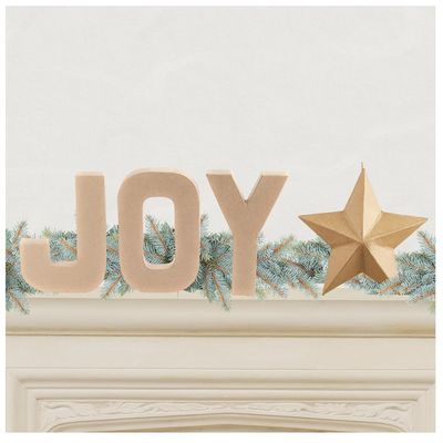 Paper Mache "Joy" Word and Dimensional Star Set by Factory Direct Craft - Papier Mache "Joy" Letters and Star Shape for Christmas Decorating and Holiday Crafts