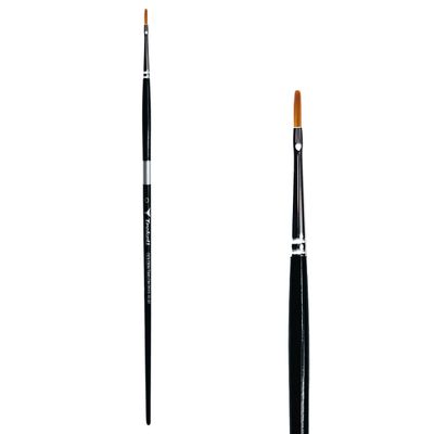 Trekell Golden Taklon Long Handle Artist Brushes - Synthetic Bristles for Acrylic and Oil Painting-Flat - 2512 Series / 0