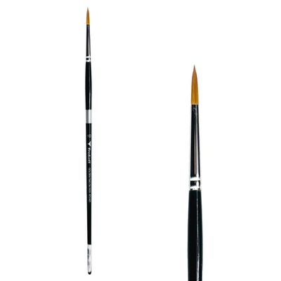 Trekell Golden Taklon Long Handle Artist Brushes - Synthetic Bristles for Acrylic and Oil Painting-Round - 2500 Series / 10