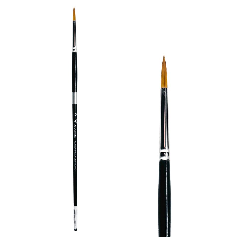 Trekell Golden Taklon Long Handle Artist Brushes - Synthetic Bristles for Acrylic and Oil Painting-Round - 2500 Series / 10