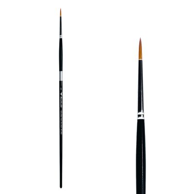 Trekell Golden Taklon Long Handle Artist Brushes - Synthetic Bristles for Acrylic and Oil Painting- Round - 2500 Series / 6