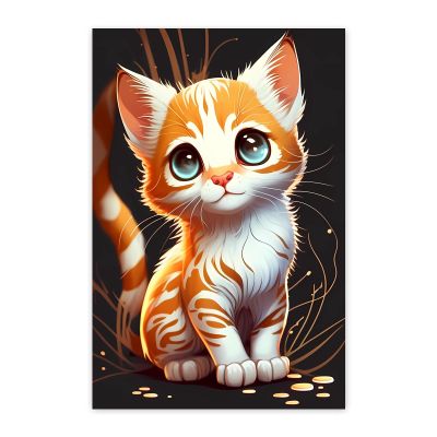 Worihut 5D Diamond Painting Kits 20x30 Inch Round Full Drill Orange Kitten Diamond Art Kits for Adults, Handmade Valentine's Day Gifts for Home Wall Decor