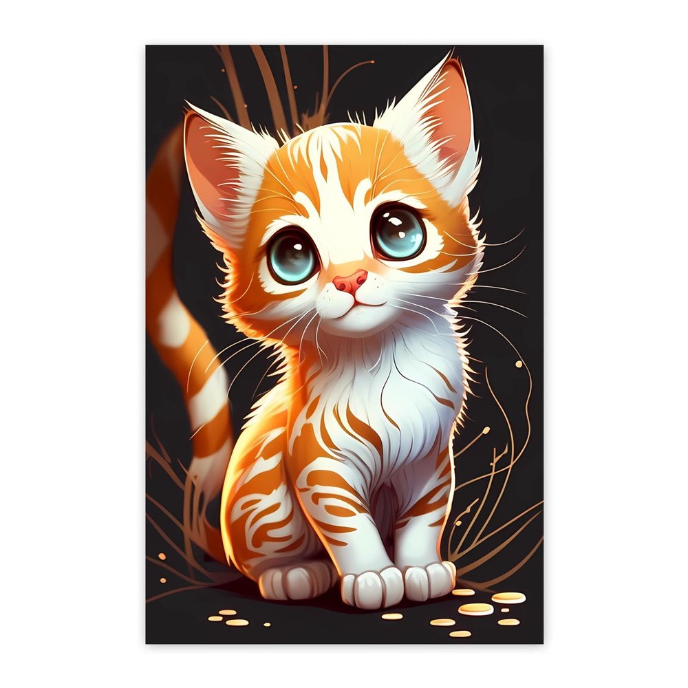 Worihut 5D Diamond Painting Kits 20x30 Inch Round Full Drill Orange Kitten Diamond Art Kits for Adults, Handmade Valentine's Day Gifts for Home Wall Decor