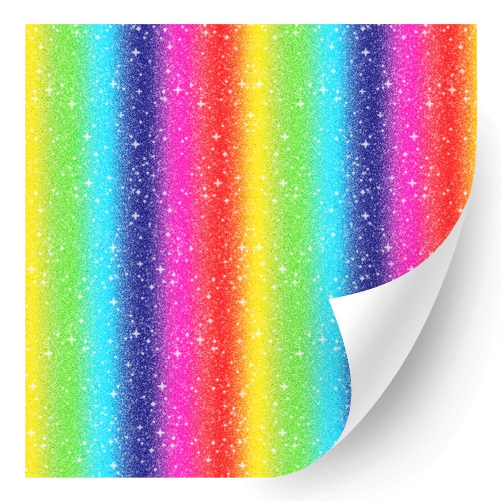 HTV4U Glitter Pride Rainbow Patterned Heat Transfer Vinyl (Rainbow Spectrum, 12" x 12") - Printed Heat Press Iron on Vinyl, Design Paper