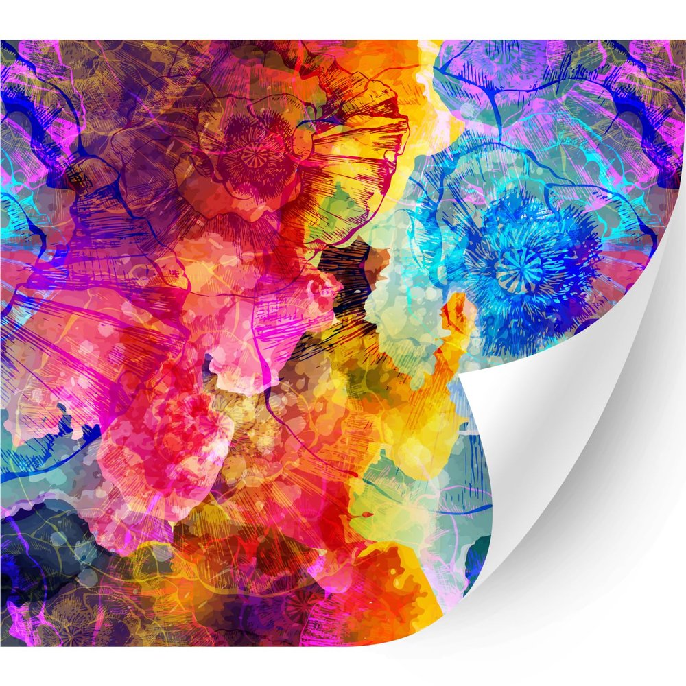 HTV4U Pride Rainbow Patterned Adhesive Vinyl (Rainbow Flowers, 13.5" x 5 Yards) - Car Sticker Decal, Glass, Window Decoration, DIY Craft Projects