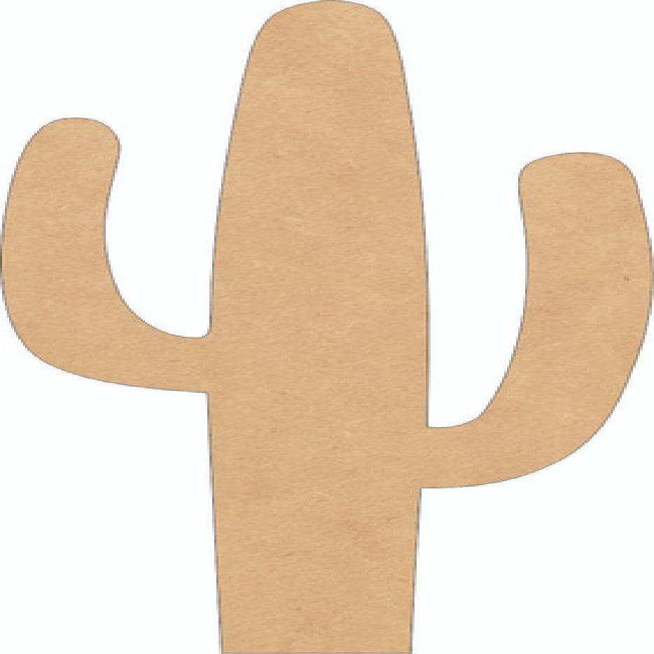 Blank Cactus Wooden 12 Inch Cutout, Unfinished Wood Western Cacti Craft Shape, Paintable MDF