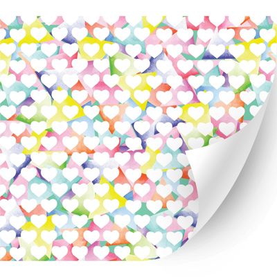 HTV4U Pride Rainbow Patterned Adhesive Vinyl (Watercolor Hearts, 13.5" x 12") - Outdoor DIY Craft, Glass, Window, Car Decal Sticker, Design, Store Front Signs