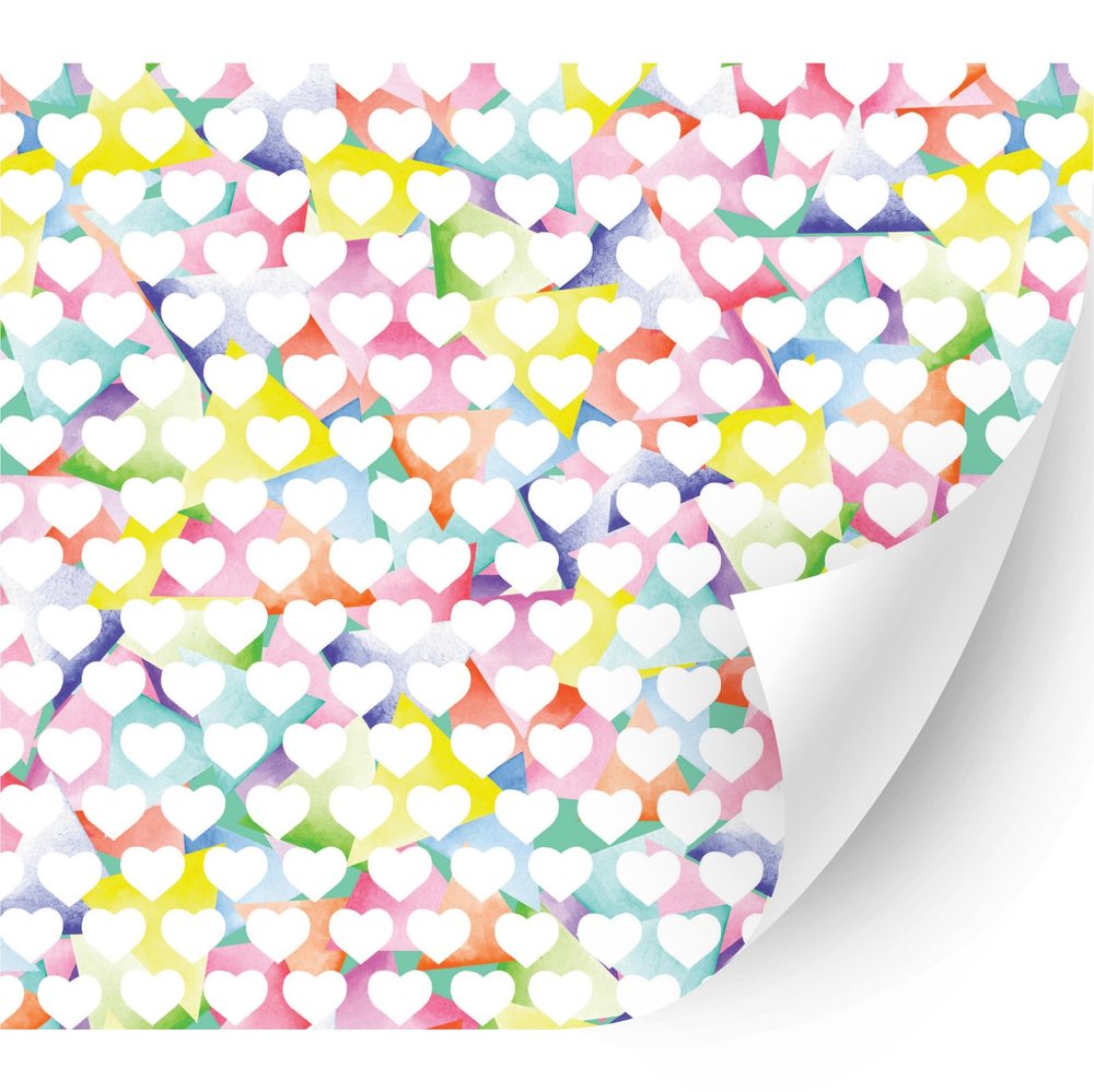 HTV4U Pride Rainbow Patterned Adhesive Vinyl (Watercolor Hearts, 13.5" x 12") - Outdoor DIY Craft, Glass, Window, Car Decal Sticker, Design, Store Front Signs