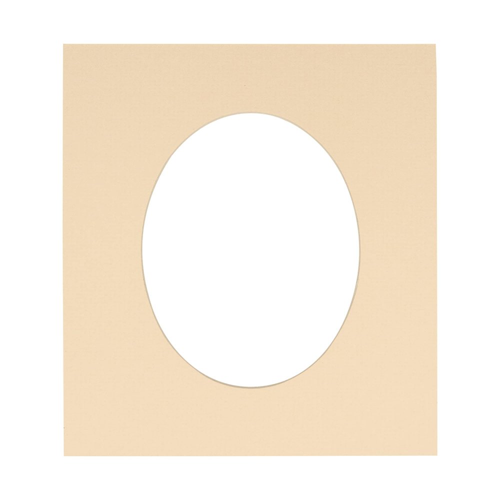 16x20 Mat Bevel Cut for 13.5x17 Photos - Precut Beige Oval Shaped Photo Mat Board Opening - Acid Free Matte to Protect Your Pictures - Bevel Cut for Family Photos, Pack of 1 Matboard Show Kit With