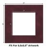 10x10 Mat Bevel Cut for 6x6 Photos - Precut Dark Red Suede Square Shaped Photo Mat Board Opening - Acid Free Matte to Protect Your Pictures - Bevel Cut for Family Photos, Pack of 1 Matboard Show Kit view 2