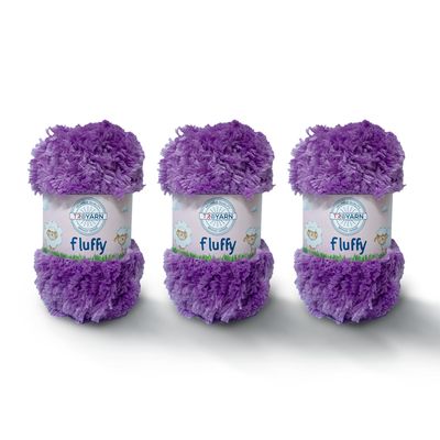 Troyarn Fluffy (3- Skeins Pack) 100% Polyester Comfy Chunky Yarn Bulky Weight #5 for Crocheting and Knitting (3 x 3.52 oz) / (3 x 71 Yds) (10725 - Lilac)