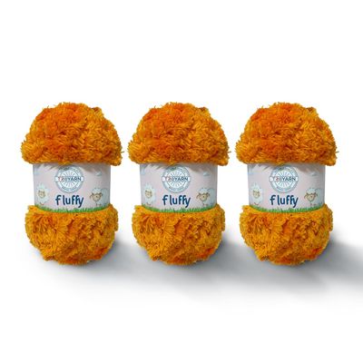 Troyarn Fluffy (3- Skeins Pack) 100% Polyester Comfy Chunky Yarn Bulky Weight #5 for Crocheting and Knitting (3 x 3.52 oz) / (3 x 71 Yds) (10722 - Orange)