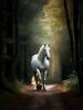 5D DIY Diamond Painting Kits Full Drill,Diamond Painting Kits Art,Animal Diamond Art, White Horse in The Woods Diamond Painting Craft for Home Office Wall Decor 12x16 inch view 1
