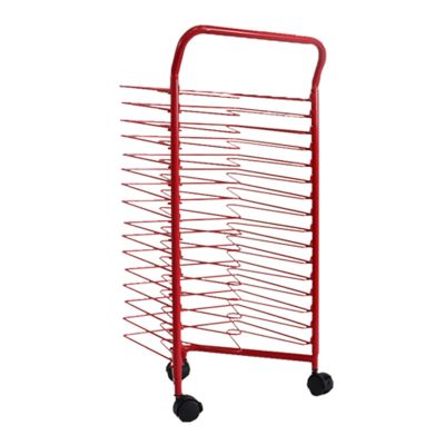 DonHeK Art Drying Rack Paint Drying Rack Art 16 Shelves Metal Artwork Storage Display Rack Art Drying Rack with Wheels,Mobile Art Drying Rack for Home or Classroom Red