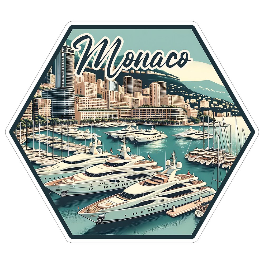 Monaco Sticker 4 Inch City Travel Souvenir Destination - Waterproof Vinyl Decal for Laptop Water Bottle Car Tumbler - Durable Aesthetic Long-Lasting Stickers for Adults ID44990