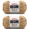 Keche Velvet Yarn for Crocheting, Soft Chenille Bulky Baby Blanket Amigurumi Yarn 2x100 gr (2x132 yds) (2 Skeins) Camel view 1