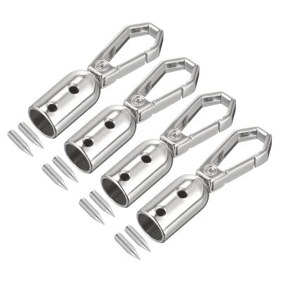 uxcell Cord End Cap, 4Pcs 8mm/0.32" End Cap Barrel Beads Terminators Cord with Screws Finding for Tassel Jewelry Making Bag Strap DIY, Silver