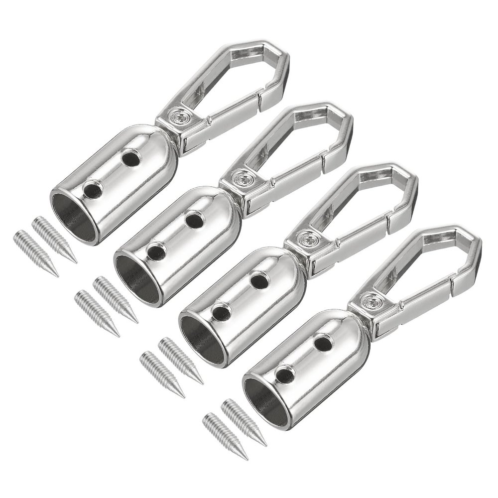 uxcell Cord End Cap, 4Pcs 8mm/0.32" End Cap Barrel Beads Terminators Cord with Screws Finding for Tassel Jewelry Making Bag Strap DIY, Silver