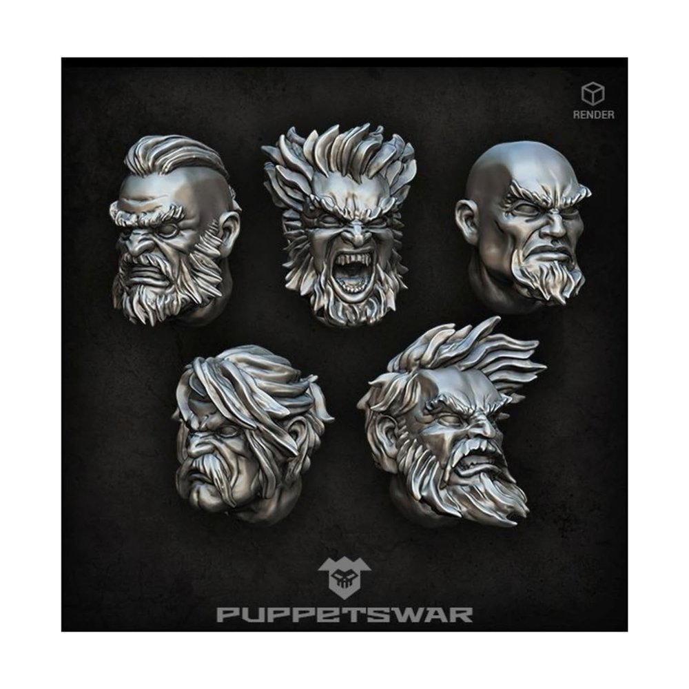 Green Stuff World for Models & Miniatures Norsemen Heads S141