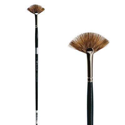 Trekell Legion Synthetic Mongoose Long Handle Artist Brushes for Oil and Acrylic Fan - 9100 Series / 2