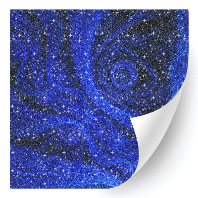 HTV4U Glitter Abstract Oil Painting Patterned Heat Transfer Vinyl (Blue Cosmos, 12" x 5 Yards) - Shine Effect Iron on Vinyl, Printed Patterns for Shirt, Heat Press