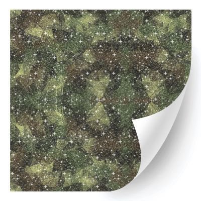 HTV4U Glitter Abstract Oil Painting Patterned Heat Transfer Vinyl (Geo Camo Green, 12" x 5 Yards) - Shine Effect Iron on Vinyl Paper, Design Printed Patterns for Event