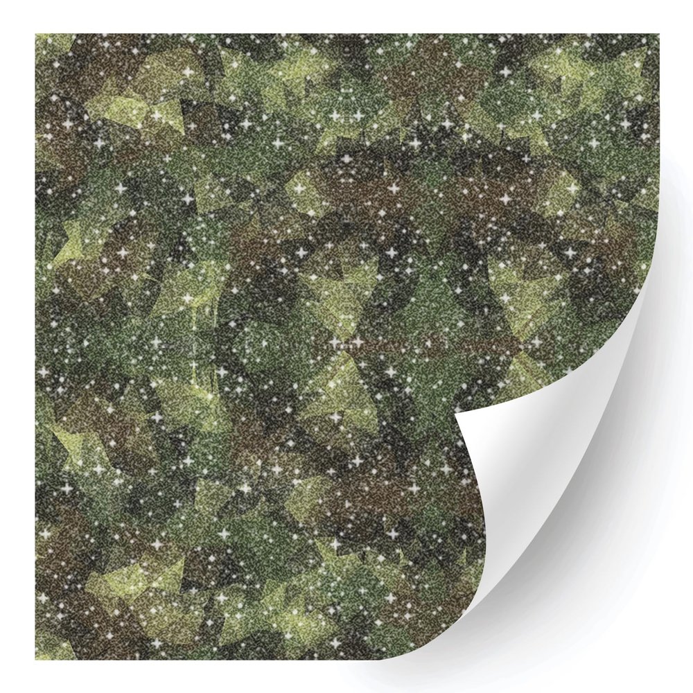 HTV4U Glitter Abstract Oil Painting Patterned Heat Transfer Vinyl (Geo Camo Green, 12" x 5 Yards) - Shine Effect Iron on Vinyl Paper, Design Printed Patterns for Event