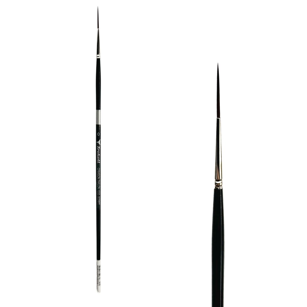 Trekell Crimson Taklon Synthetic Artist Brushes - Long Handle for Oil & Acrylic Painting Script/Rigger - 1550 Series / 0