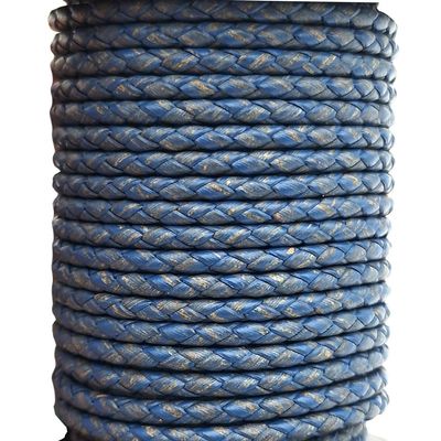ShapesbyX 5 Yards Regenerated Leather Braided Cords 3mm Round for Jewelry Making or Bolo Tie Distressed Blue