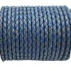 ShapesbyX 5 Yards Regenerated Leather Braided Cords 3mm Round for Jewelry Making or Bolo Tie Distressed Blue view 3
