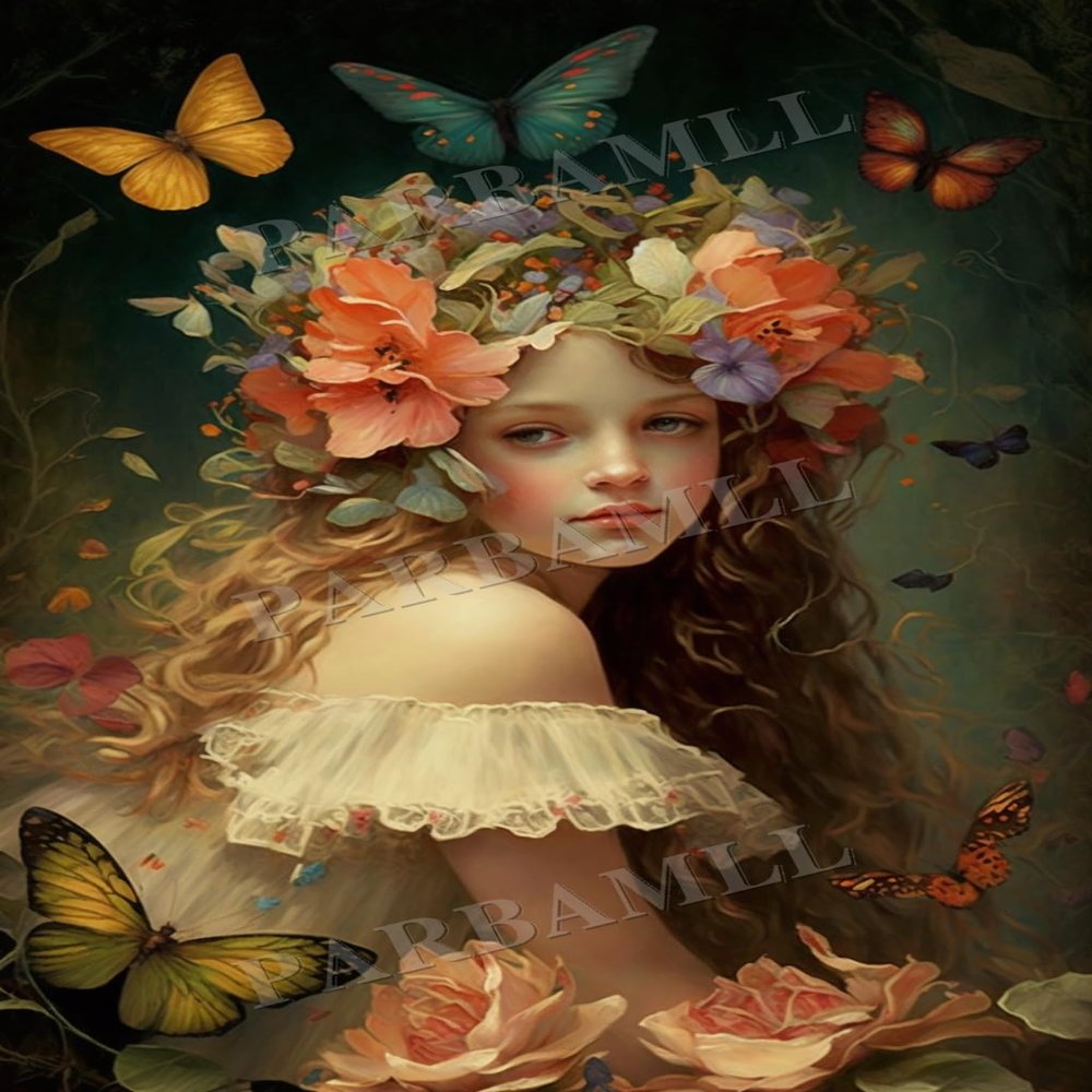 16X20Inch Diamond Painting Kits, Butterfly Art Girl Diamond Painting 5D Digital Painting Art Decorations, Adult Children Family Interactive DIY, Suitable for Wall Decor Cafe Decor Gifts