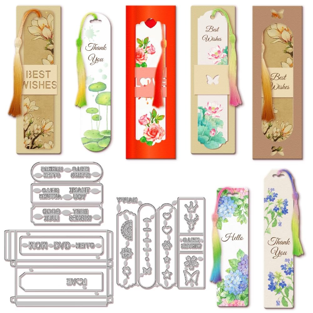 GLOBLELAND Bookmark Cutting Dies Blessings Bookmark Cut Die Greetings Bookmark Die Cuts for DIY Scrapbooking Photo Album Decorative Embossing Paper Card