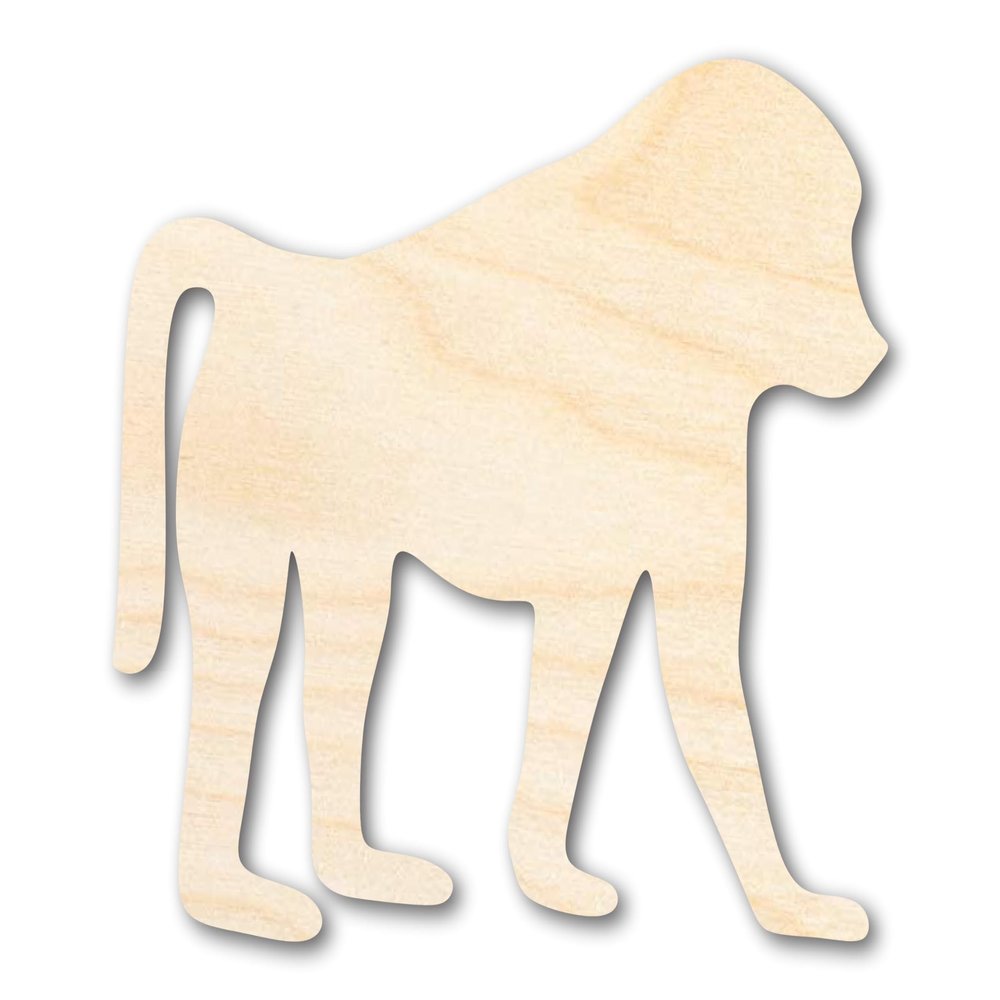 Unfinished Wood Baboon Shape | DIY Animal Craft Cutout | Up to 36" 12" / 3/4"