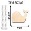 Unfinished Wood Simple Whale Shape Craft up to 46" DIY 12" / 3/4" view 2