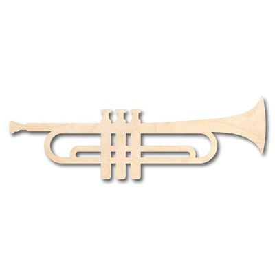 Unfinished Wood Trumpet Shape Music Craft up to 46" DIY 16" / 3/4"