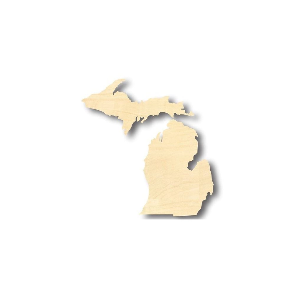 Unfinished Wood Michigan Shape (2 Pieces) State Craft up to 46" DIY 14" / 3/4"