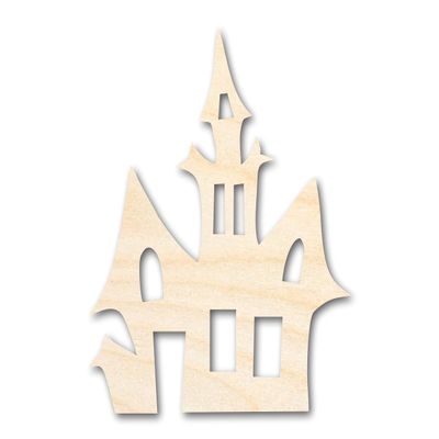 Unfinished Wood Spooky House Shape Craft up to 46" 12" / 3/4"