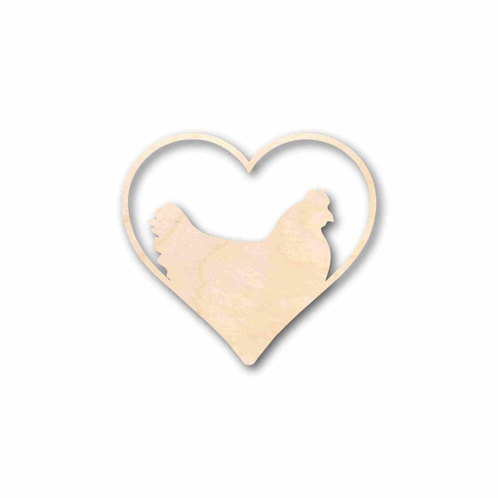 Unfinished Wood Chicken Heart Silhouette Craft up to 46" DIY 42" / 3/4"