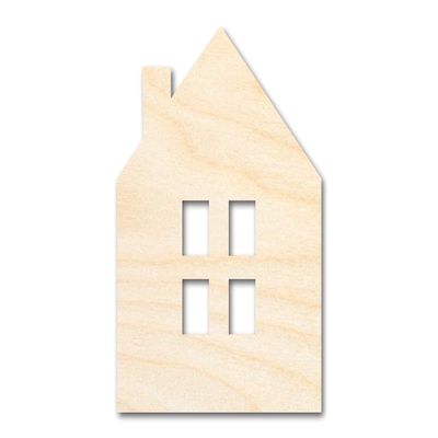 Unfinished Wood House Window Silhouette Shape | DIY Craft Cutout | Up to 36" 12" / 3/4"