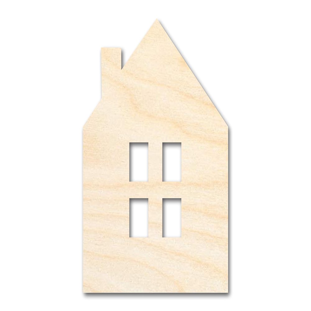 Unfinished Wood House Window Silhouette Shape | DIY Craft Cutout | Up to 36" 12" / 3/4"