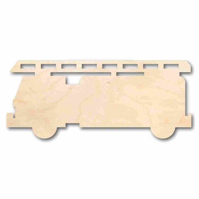 Unfinished Wood Fire Truck Shape Firefighter Craft up to 46" DIY 12" / 3/4"