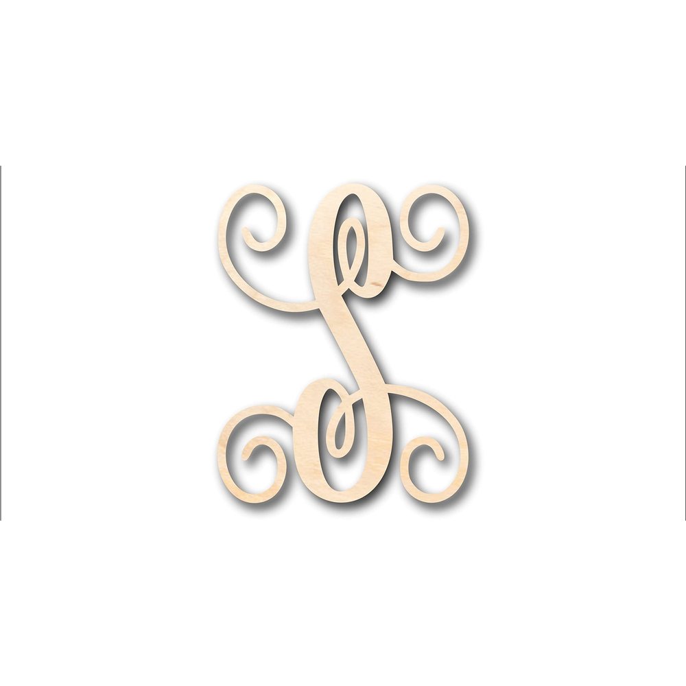 Unfinished Wood Monogram S Shape Craft up to 46" DIY 14" / 3/4"