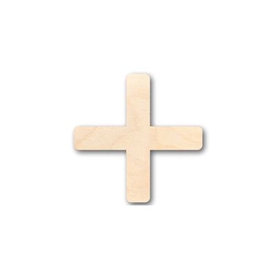 Unfinished Wood Plus Sign Symbol Math School Craft up to 46" DIY 12" / 3/4"