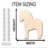 Unfinished Wood Norwegian Fjord Dala Horse Shape Craft up to 46" DIY 14" / 3/4" view 2